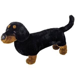 Aurora World Vintage Dachshund Realistic Large Plush Black Brown Weiner Toy 20"